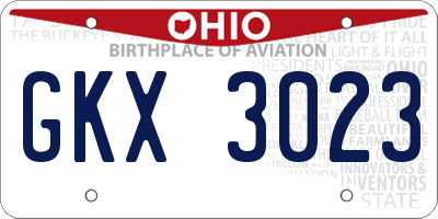 OH license plate GKX3023