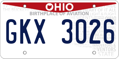 OH license plate GKX3026