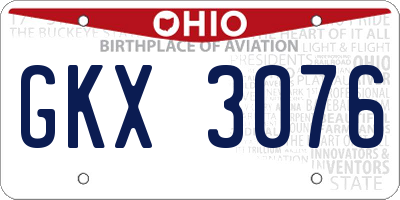 OH license plate GKX3076