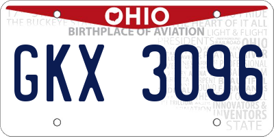 OH license plate GKX3096