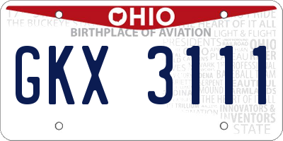 OH license plate GKX3111