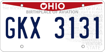 OH license plate GKX3131