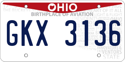 OH license plate GKX3136