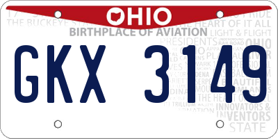 OH license plate GKX3149