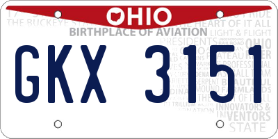OH license plate GKX3151