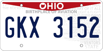 OH license plate GKX3152