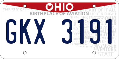 OH license plate GKX3191