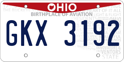 OH license plate GKX3192