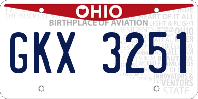 OH license plate GKX3251