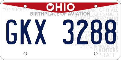 OH license plate GKX3288
