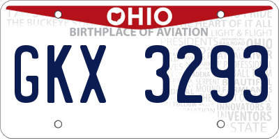 OH license plate GKX3293