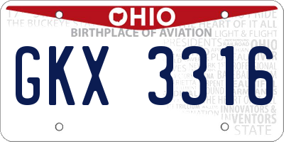 OH license plate GKX3316