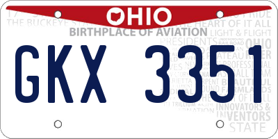 OH license plate GKX3351