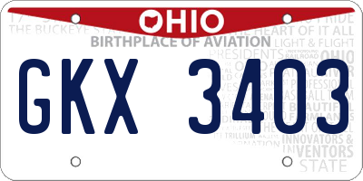 OH license plate GKX3403