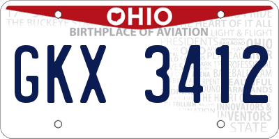 OH license plate GKX3412