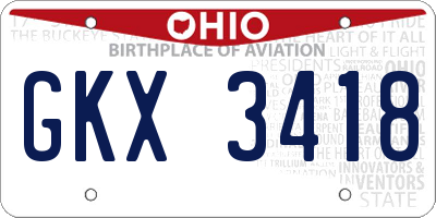 OH license plate GKX3418
