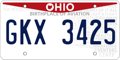 OH license plate GKX3425