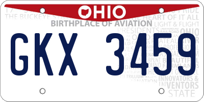 OH license plate GKX3459