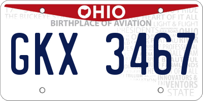 OH license plate GKX3467