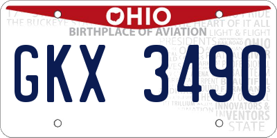 OH license plate GKX3490
