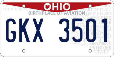 OH license plate GKX3501