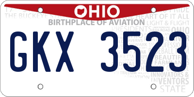 OH license plate GKX3523