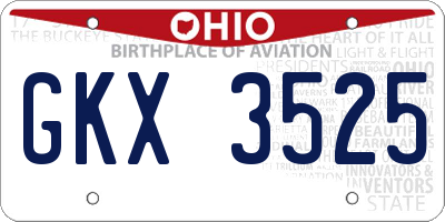 OH license plate GKX3525