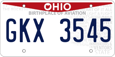 OH license plate GKX3545