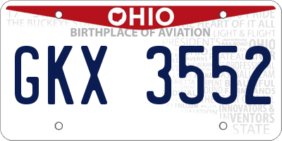 OH license plate GKX3552