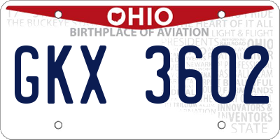 OH license plate GKX3602