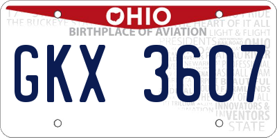 OH license plate GKX3607