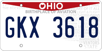 OH license plate GKX3618