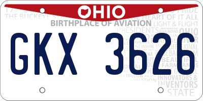 OH license plate GKX3626