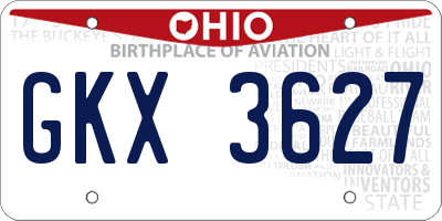 OH license plate GKX3627