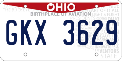 OH license plate GKX3629