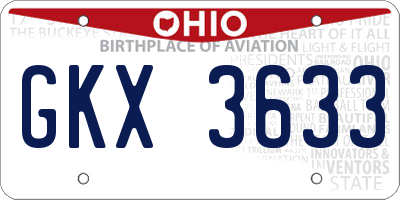 OH license plate GKX3633