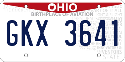 OH license plate GKX3641