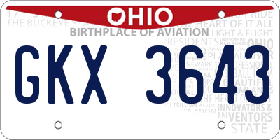OH license plate GKX3643