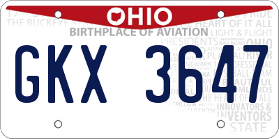 OH license plate GKX3647
