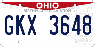 OH license plate GKX3648