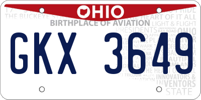 OH license plate GKX3649