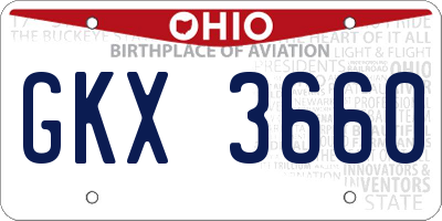 OH license plate GKX3660