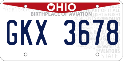 OH license plate GKX3678