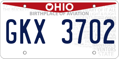 OH license plate GKX3702