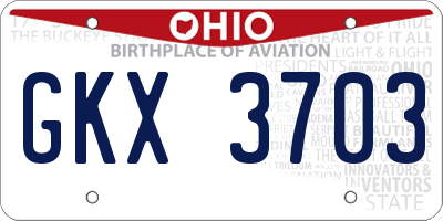 OH license plate GKX3703