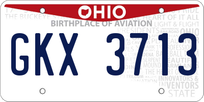 OH license plate GKX3713