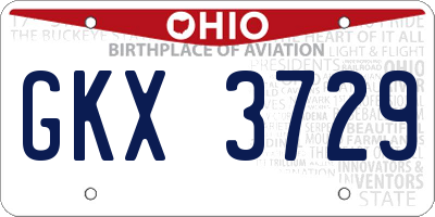 OH license plate GKX3729