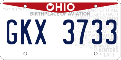 OH license plate GKX3733