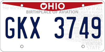 OH license plate GKX3749