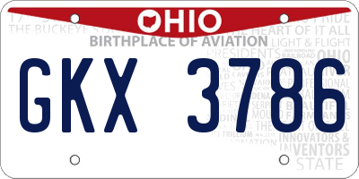 OH license plate GKX3786